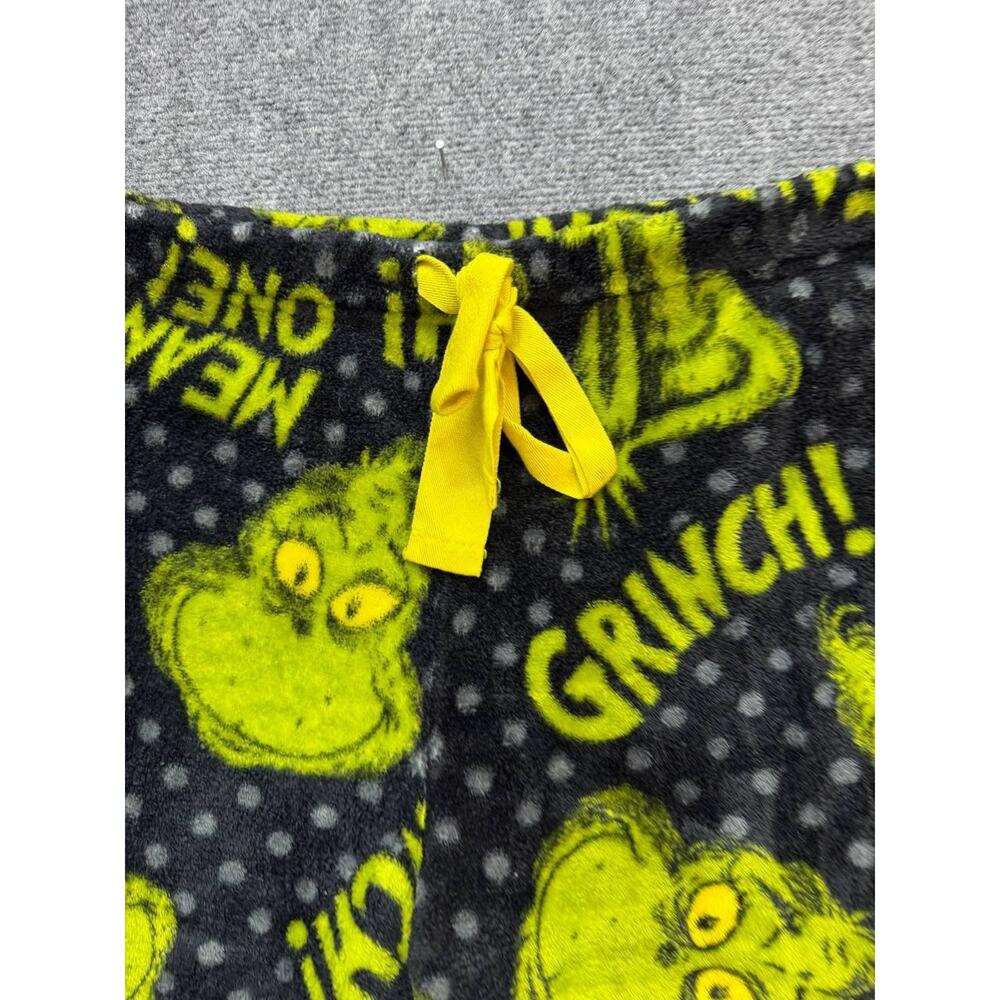 Dr Seuss The Grinch Plush Fleece Pajama Set Youth XL 10-12 Black Green - Picture 10 of 15